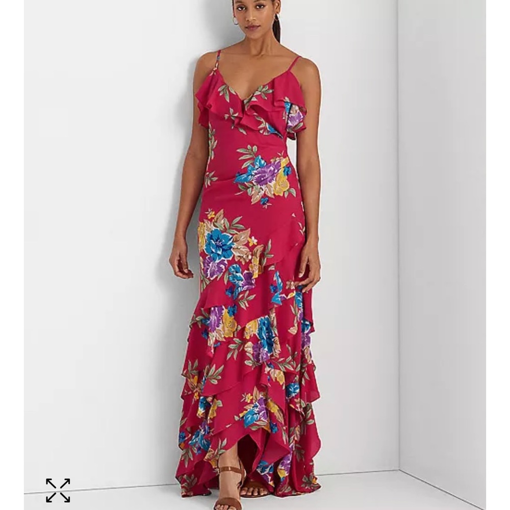 LAUREN RALPH LAUREN Floral Georgette Tiered Gown
